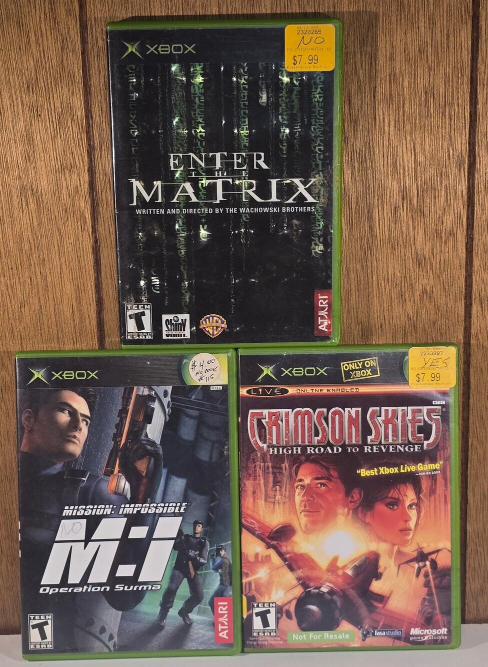 Original Xbox Game Lot Enter the Matrix Mission Impossible Crimson Skies